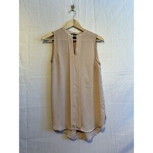 H&M Blush Sleeveless Blouse Womens Size 6 Pleated Front High-Low Hem
